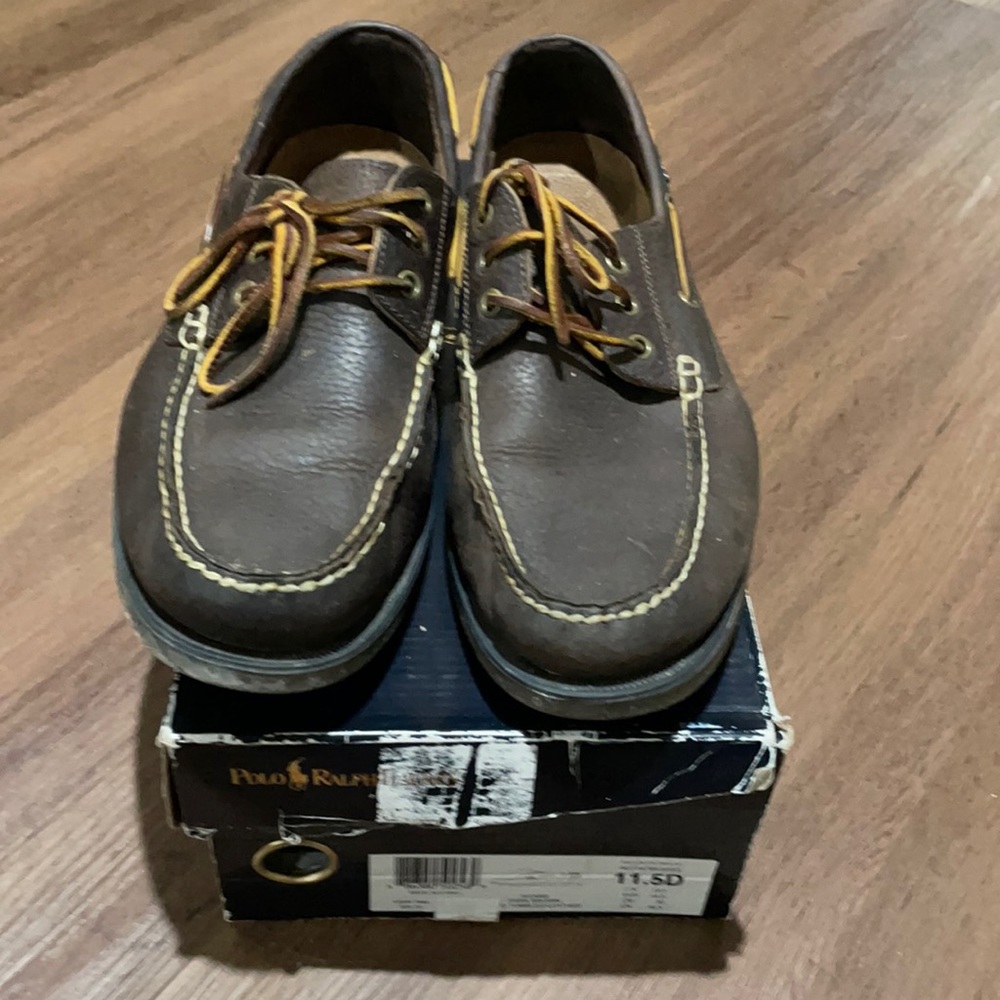 Polo-Dark Brown Oiled Tumbled Leather Shoe 11.5